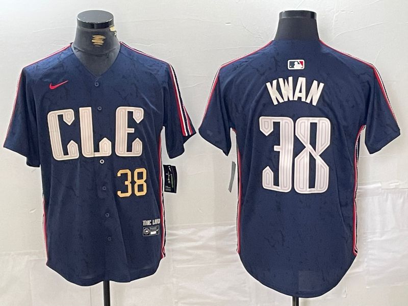 Men Cleveland Indians #38 Kwan Blue City Edition Nike 2024 MLB Jersey style 1->cleveland indians->MLB Jersey